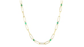 1.60 ct. t.w. Emerald Reversible Paper Clip Link Necklace with Green Enamel in 18kt Gold Over Sterling