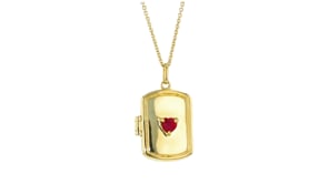 .30 Carat Ruby Heart Locket Necklace in 18kt Gold Over Sterling