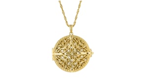 18kt Gold Over Sterling Filigree Locket Necklace