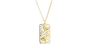 Italian 14kt Yellow Gold Framed Leaves Necklace
