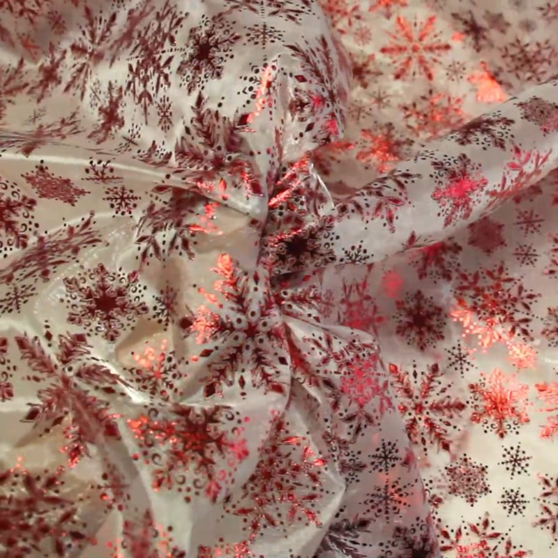 Vidéo: Organza imprimé Noël - Flocon de neige rouge