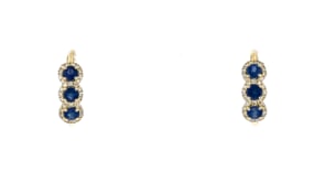 .90 ct. t.w. Sapphire and .26 ct. t.w. Diamond Hoop Earrings in 14kt Yellow Gold