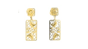Italian 14kt Yellow Gold Framed Leaves Drop Earrings