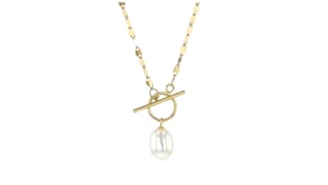 6-6.5mm Cultured Pearl Lumachina-Chain Toggle Necklace in 14kt Yellow Gold