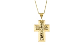 Italian 14kt Yellow Gold Floral Filigree Cross Pendant