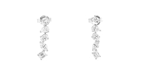 1.00 ct. t.w. Multi-Shaped Lab-Grown Diamond Linear Drop Earrings in 14kt White Gold
