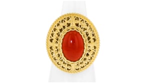 Carnelian Filigree Ring in 18kt Gold Over Sterling