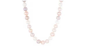 9-9.5mm Multicolored Cultured Pearl Jewelry Set: Necklace and Stud Earrings with Sterling Silver