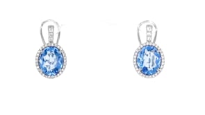 Italian 7.00 ct. t.w. Simulated Sapphire and .50 ct. t.w. CZ Drop Earrings in Sterling Silver