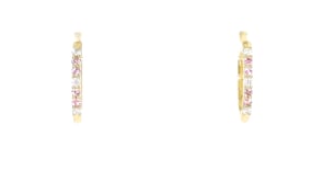 .20 ct. t.w. Pink Sapphire and .18 ct. t.w. Diamond Hoop Earrings in 18kt Gold Over Sterling