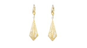 Italian 14kt Yellow Gold Lace Triangle Drop Earrings