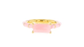 Pink Opal and Pink Enamel Ring in 18kt Gold Over Sterling