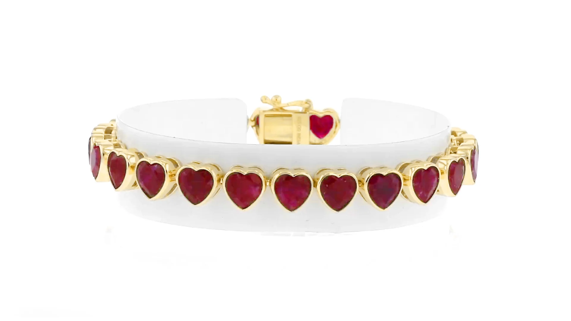 HORTENCE Ronherman☆ルビー ハートブレスレット 18.00 ct. t.w. Ruby Heart Tennis Bracelet in 18kt Gold Over