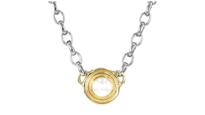 8-8.5mm Cultured Pearl Disc Necklace in Sterling Silver and 18kt Gold Over Sterling