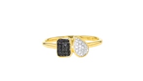 .10 ct. t.w. Black and White Diamond Toi et Moi Ring in 18kt Gold Over Sterling