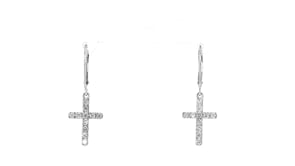 .55 ct. t.w. Diamond Cross Drop Earrings in 14kt White Gold