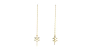 18kt Gold Over Sterling Jewelry Set: Three Pairs of Holiday-Motif Threader Earrings