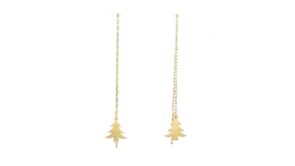 18kt Gold Over Sterling Jewelry Set: Three Pairs of Holiday-Motif Threader Earrings