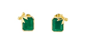 7.50 ct. t.w. Emerald Bow Earrings in 18kt Gold Over Sterling