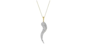 .25 ct. t.w. Pave Diamond Italian Horn Pendant Necklace in 18kt Gold Over Sterling