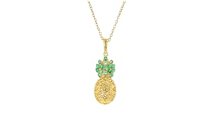 .20 ct. t.w. Yellow Sapphire and .20 ct. t.w. Emerald Pineapple Pendant Necklace in 18kt Gold Over Sterling
