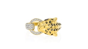 .10 ct. t.w. Diamond Cheetah Ring in 18kt Gold Over Sterling