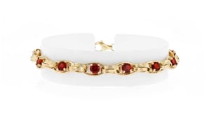 3.40 ct. t.w. Garnet Oval-Link Bracelet in 14kt Yellow Gold
