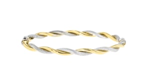 Italian 14kt Two-Tone Gold Twisted Bangle Bracelet