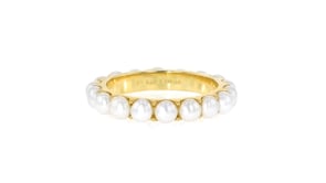 3.5mm Cultured Pearl Eternity Band in 18kt Gold Over Sterling