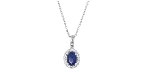 1.50 Carat Sapphire and .20 ct. t.w. White Topaz Pendant Necklace in Sterling Silver