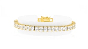 16.00 ct. t.w. Princess-Cut CZ Tennis Bracelet in 18kt Gold Over Sterling