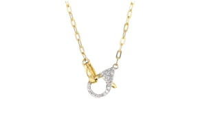 14kt Yellow Gold Paper Clip Link Necklace with .16 ct. t.w. Diamond Lobster Clasp