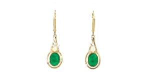 Opal and 3.00 ct. t.w. Emerald Drop Earrings in 18kt Gold Over Sterling