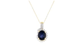 3.30 Carat Sapphire and .29 ct. t.w. Diamond Pendant in 14kt Yellow Gold