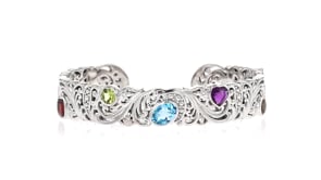 3.60 ct. t.w. Multi-Gemstone Cuff Bracelet in Sterling Silver
