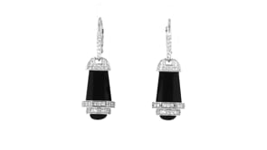Black Agate and .70 ct. t.w. White Topaz Drop Earrings in Sterling Silver