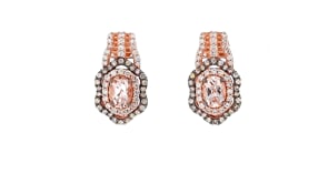 Le Vian 1.20 ct. t.w. Peach Morganite Earrings with 1.08 ct. t.w. Vanilla and Chocolate Diamonds in 14kt Strawberry Gold