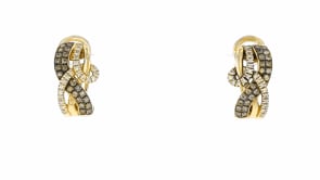 Le Vian .50 ct. t.w. Chocolate and Vanilla Diamond Swirl Hoop Earrings in 14kt Honey Gold