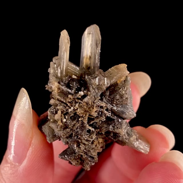 Cerussite (smoky colored ''snowflake'' twin)