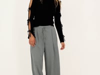 Grey wide leg trousers with bow | My Jewellery