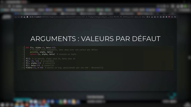 les arguments avec valeurs par défaut