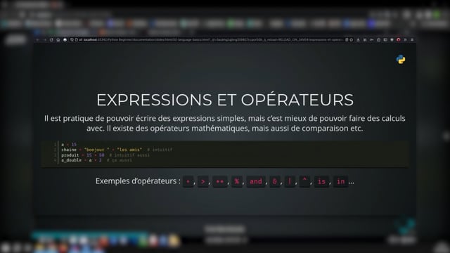 expressions et opérateurs partie 1