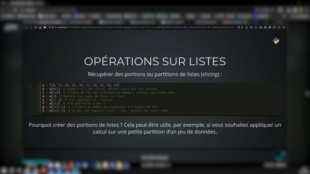 Opérations sur des listes partie 1