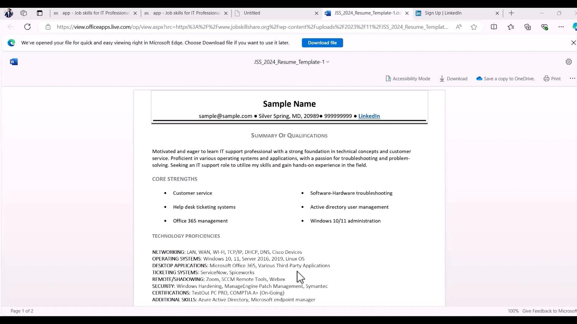Person setting up a LinkedIn profile on a laptop