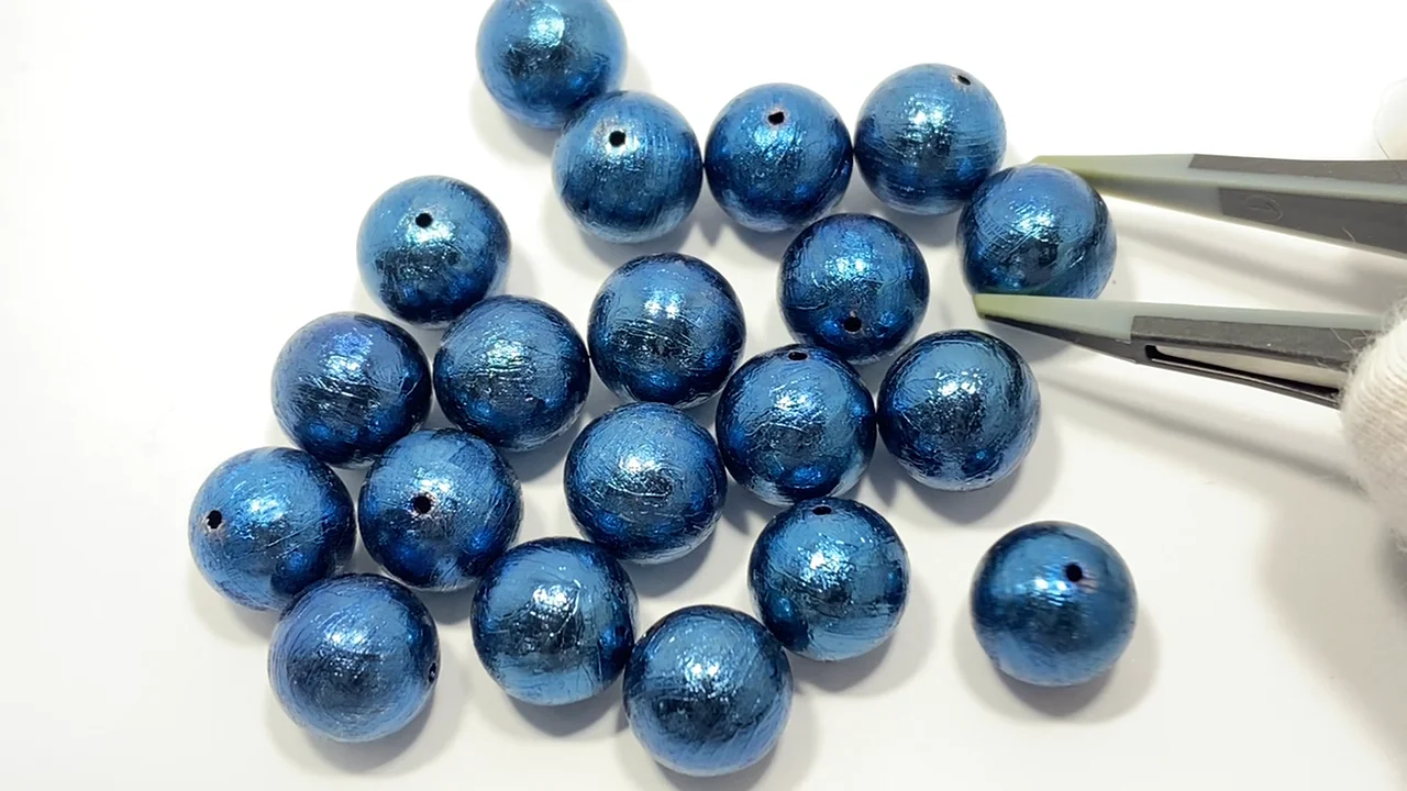 動画】【粒売り】メテオライト(アルタイ隕石) ブルー ラウンド10mm 1粒