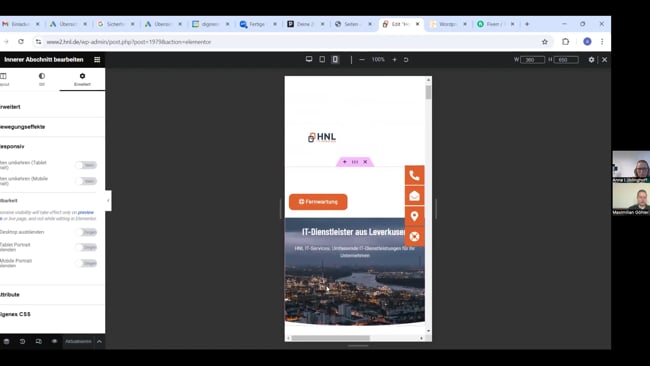 Responsive Ansicht einrichten