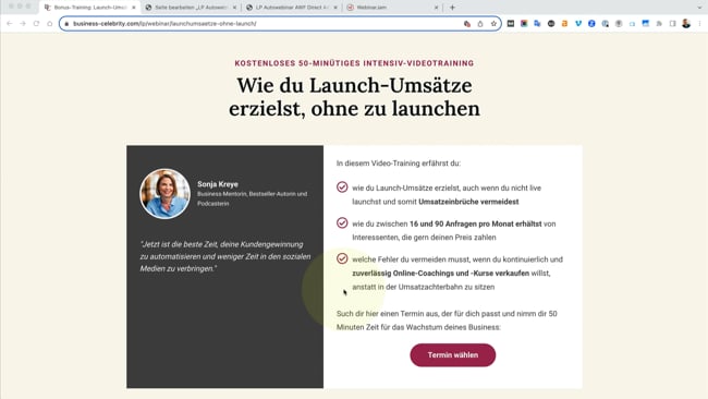 Anmeldeseite mit Everwebinar verknüpfen