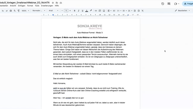 Deine E-Mail nach deinem Auto-Webinar an Nicht-Teilnehmer