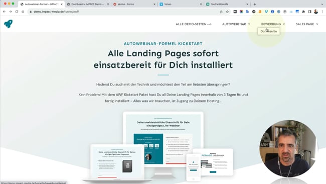 Bewerbungsformular und Dankeseite importieren (Vorlage)