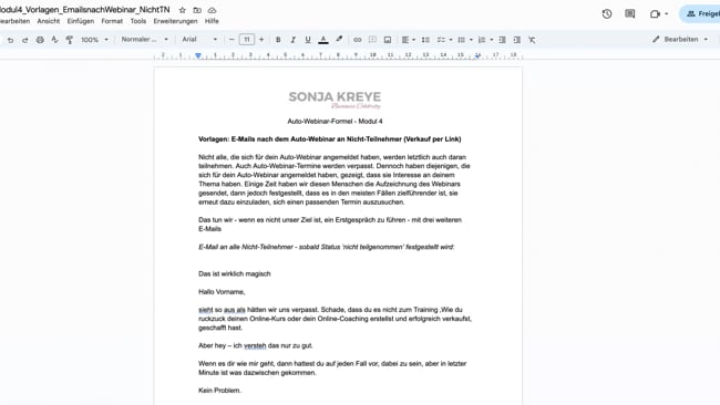 Deine E-Mails nach dem Auto-Webinar an Nichtteilnehmer